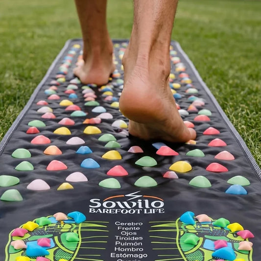 Ejercicios reconexion sensorial ReflexMat Sowilo en uso — estimulacion plantar calzado barefoot Chile