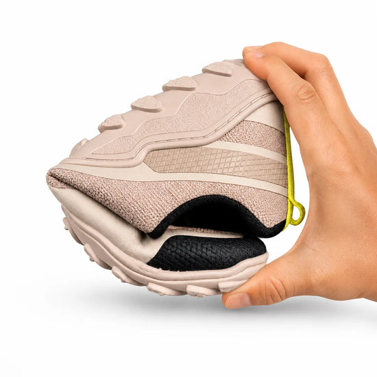 Flexibilidad calzado minimalista Sowilo beige outdoor — suela flexible barefoot outdoor Chile