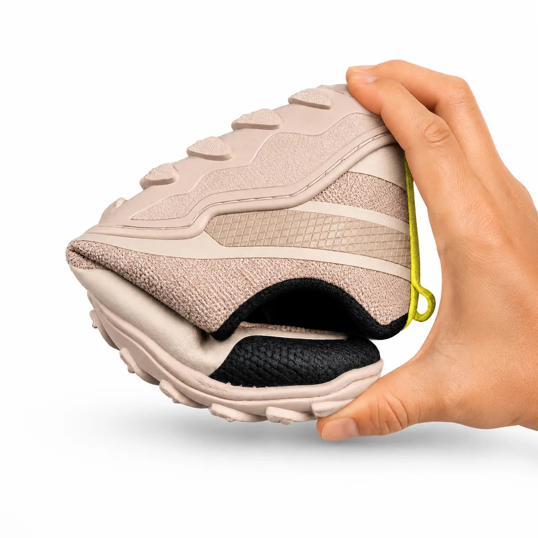 Flexibilidad calzado minimalista Sowilo beige outdoor — suela flexible barefoot outdoor Chile