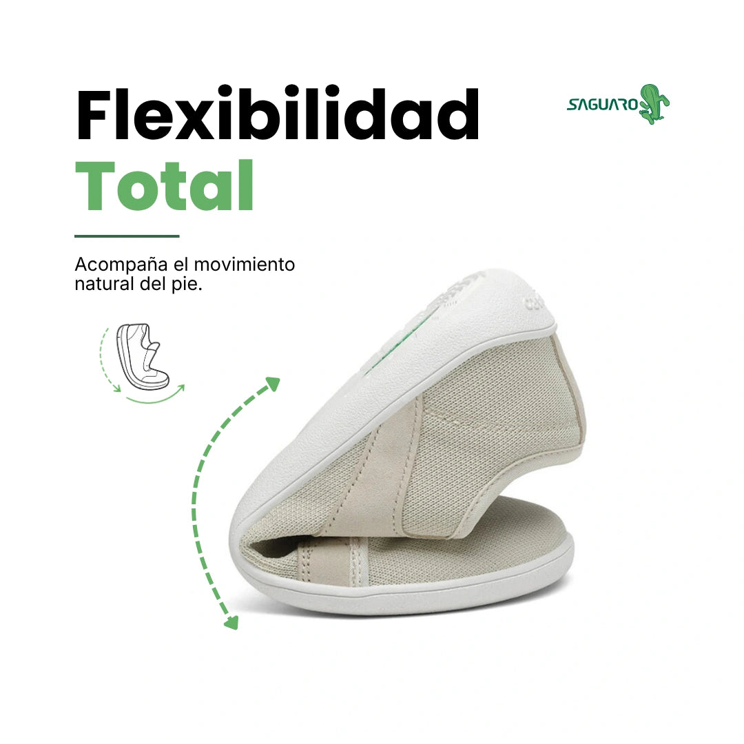 Saguaro Luck I crema flexibilidad — zapatilla barefoot suela flexible doblada color crema Chile