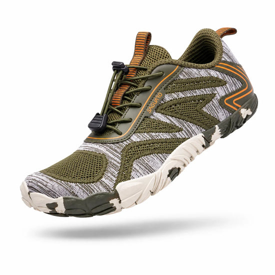 Zapatilla para running barefoot Saguaro Active II verde camuflaje.