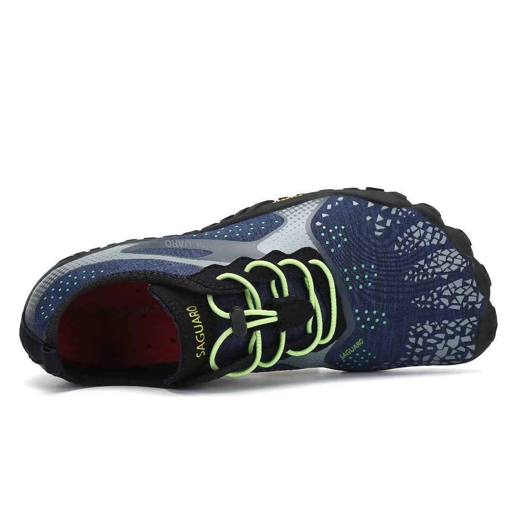 Zapatilla Saguaro Fast I azul vista interna mostrando detalles laterales y superior ergonómicos.