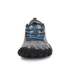 Zapatilla Saguaro Fast I gris vista frontal mostrando puntera ancha barefoot.
