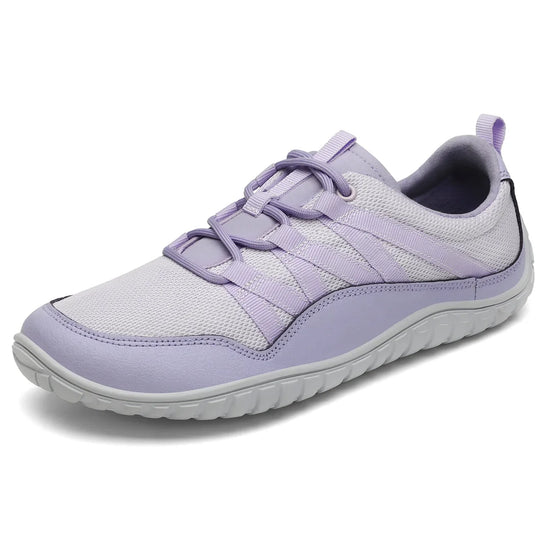 Zapatillas barefoot mujer Saguaro Forestep II color púrpura con suela plana flexible.