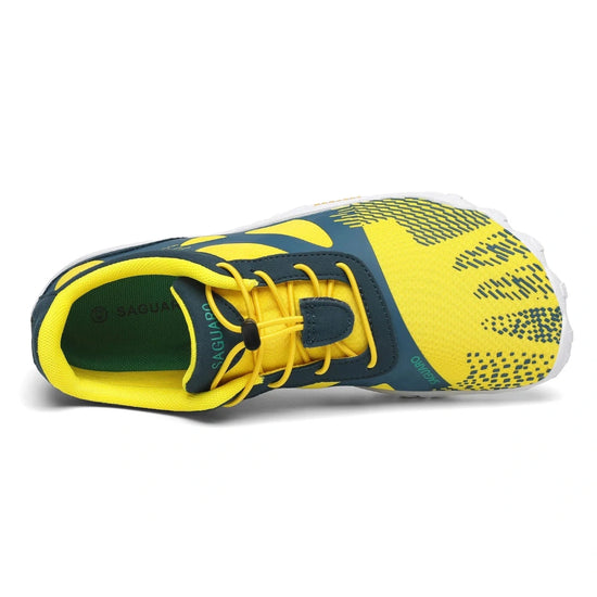 Zapatilla barefoot Saguaro Vitality III amarilla vista desde arriba