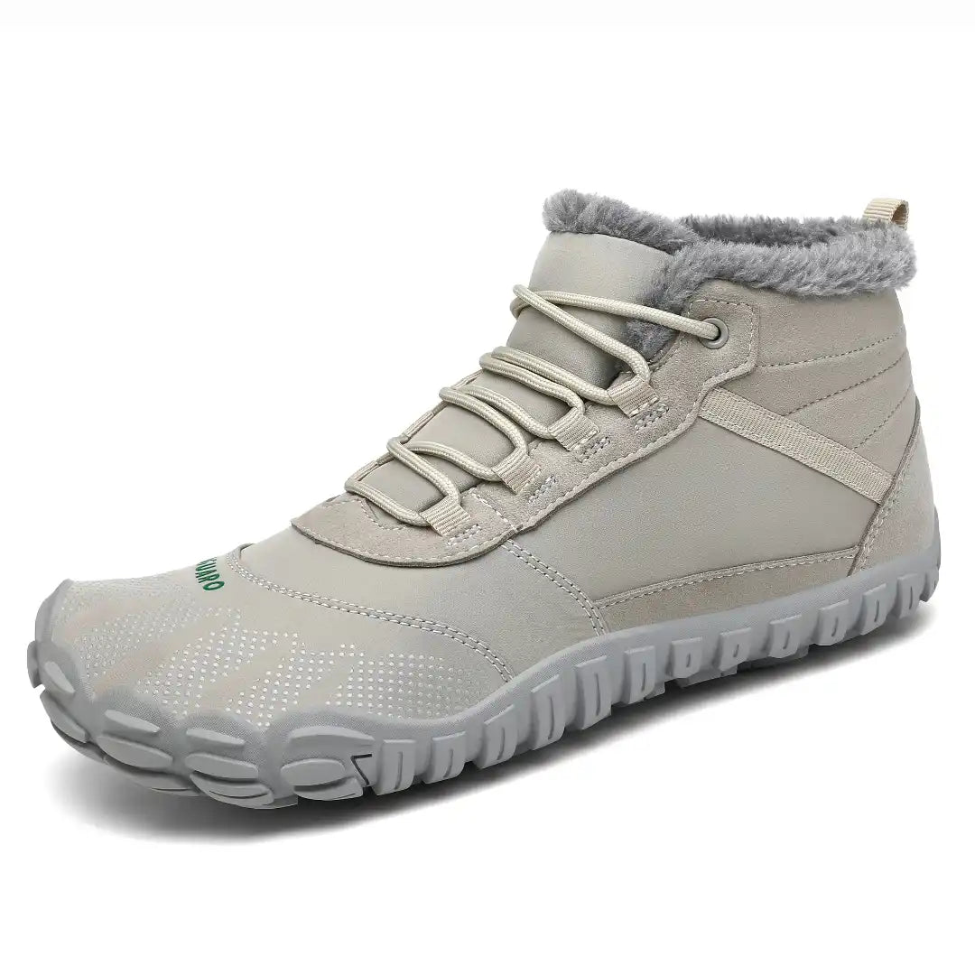 Saguaro Will I gris claro vista lateral con diseño barefoot invernal.