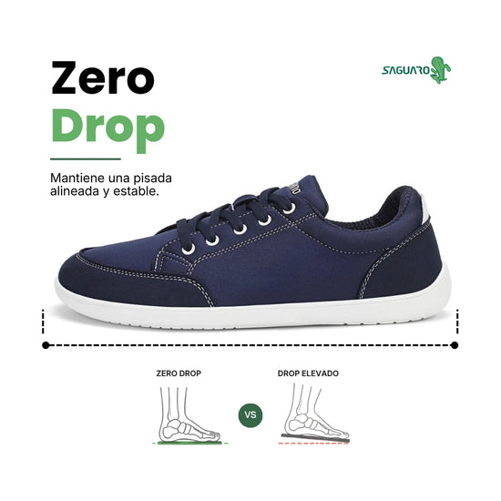 Saguaro Stellar II azul zero drop — zapatilla barefoot casual azul vista trasera suela plana Chile