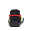 Vista trasera zapatilla negra con ajuste tipo calcetín ergonómico.