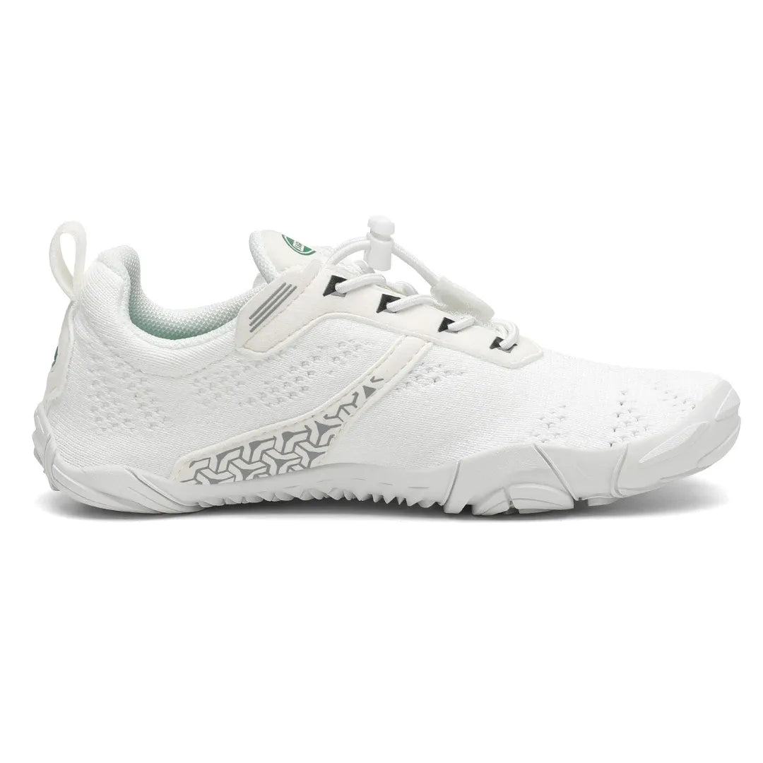 Zapatillas barefoot blancas vista lateral interna