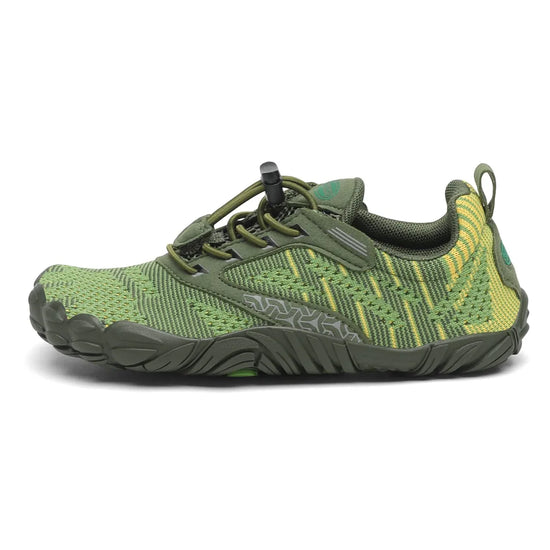 Zapatillas barefoot verdes vista lateral externa