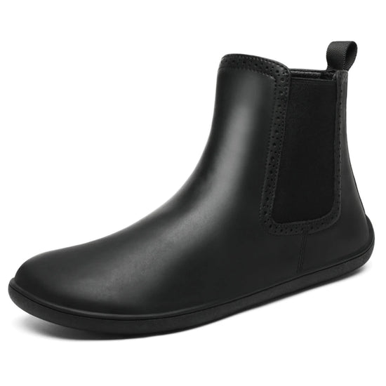 Calzado barefoot adulto para oficina negro Saguaro Urban I, botines casuales respetuosos con suela plana de caucho drop cero en Chile.