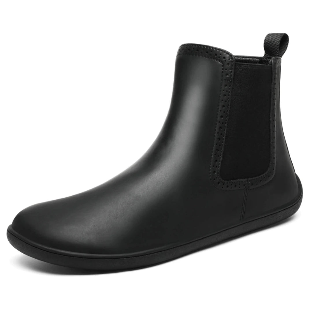 Calzado barefoot adulto para oficina negro Saguaro Urban I, botines casuales respetuosos con suela plana de caucho drop cero en Chile.