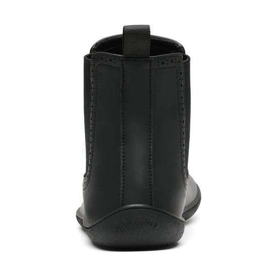 Zapatos ergonómicos de oficina negros Saguaro Urban I, vista trasera del botín respetuoso con ajuste elástico para empeine alto en Chile.