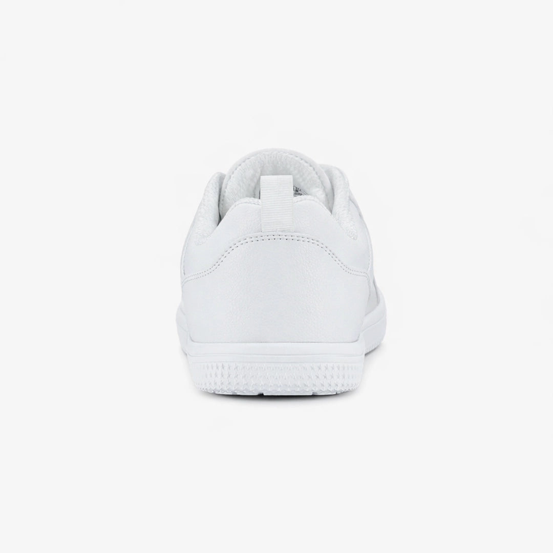 Zapato minimalista blanco alineacion postural — calzado barefoot zero drop mujer Chile