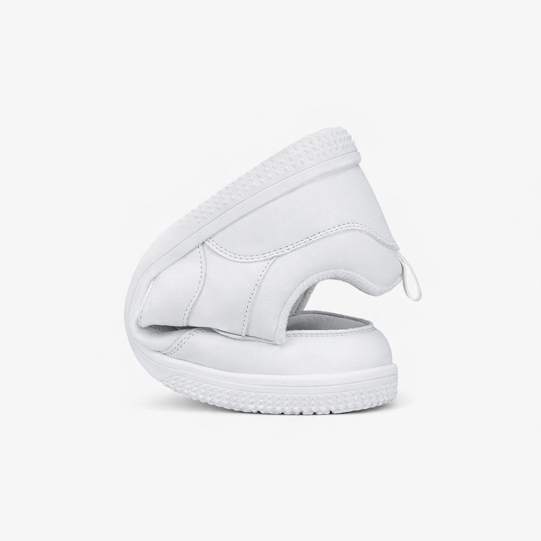 Zapato minimalista blanco flexible enrollado — zapatilla barefoot mujer suela plana Chile