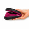 Zapatos ergonómicos de mujer ZZFABER Dance I color berry, baletas minimalistas dobladas mostrando una suela flexible con drop cero en Chile.